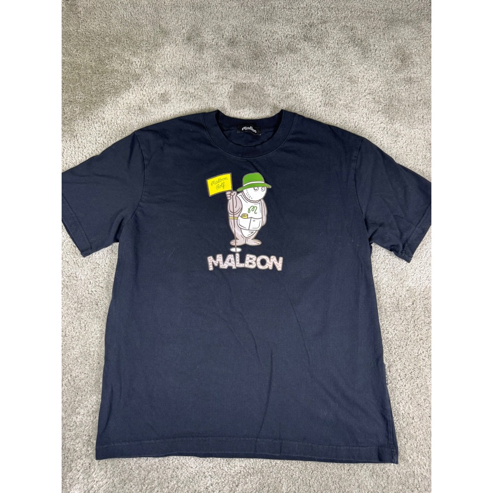 Malbon Golf Glenn Top Jersey SS R OR Black Graphic T-Shirt Mens Large
